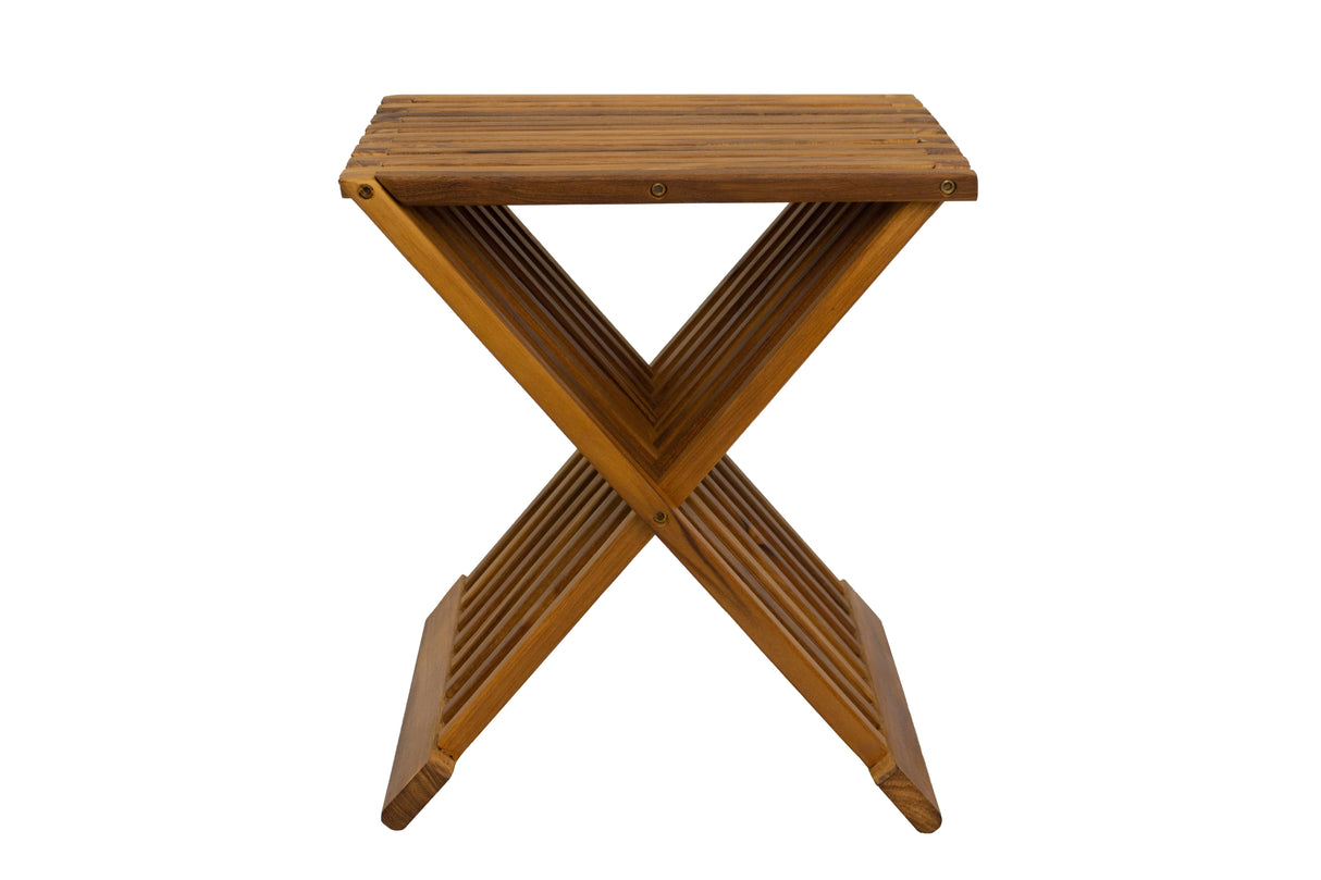 Winchester Teak Shower and Bath Folding Stool with Horizontal Slats-Parc Decor
