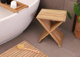 Winchester Teak Shower and Bath Folding Stool with Horizontal Slats-Parc Decor