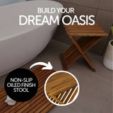 Winchester Teak Shower and Bath Folding Stool with Horizontal Slats-Parc Decor
