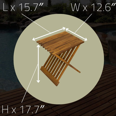 Winchester Teak Shower and Bath Folding Stool with Horizontal Slats-Parc Decor