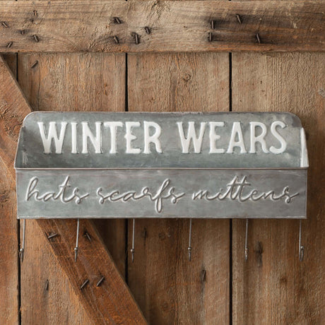 Winter Farmhouse Wall Shelf and Hooks-Wall Decor-Parc Decor