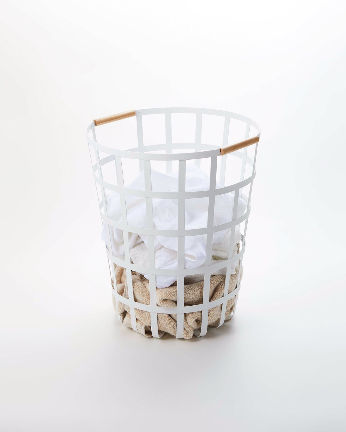 Wire Basket (18" H) - Steel + Wood-Laundry Basket-Parc Decor
