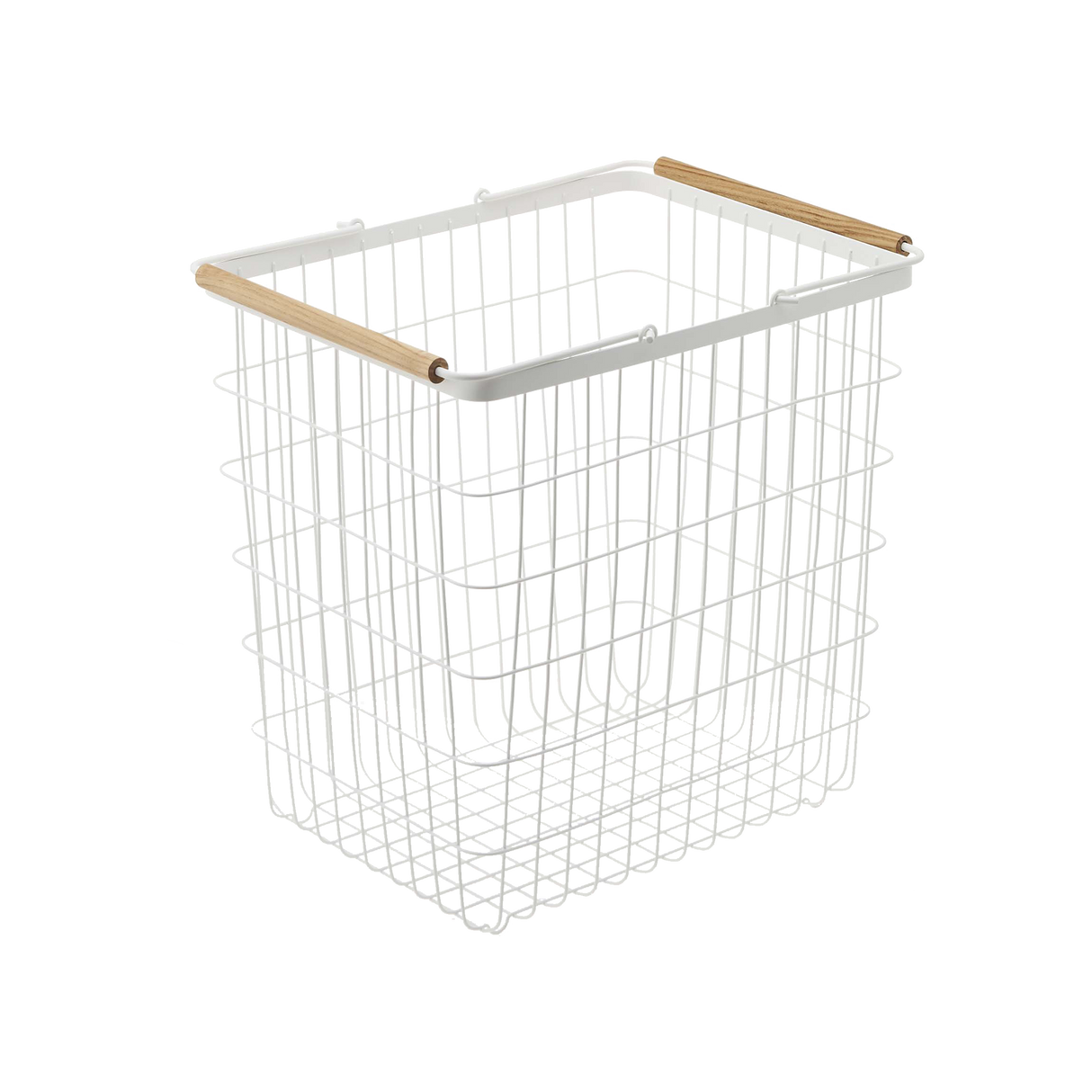 Wire Basket - Two Sizes - Steel + Wood-Laundry Basket-Parc Decor