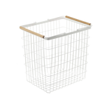 Wire Basket - Two Sizes - Steel + Wood-Laundry Basket-Parc Decor