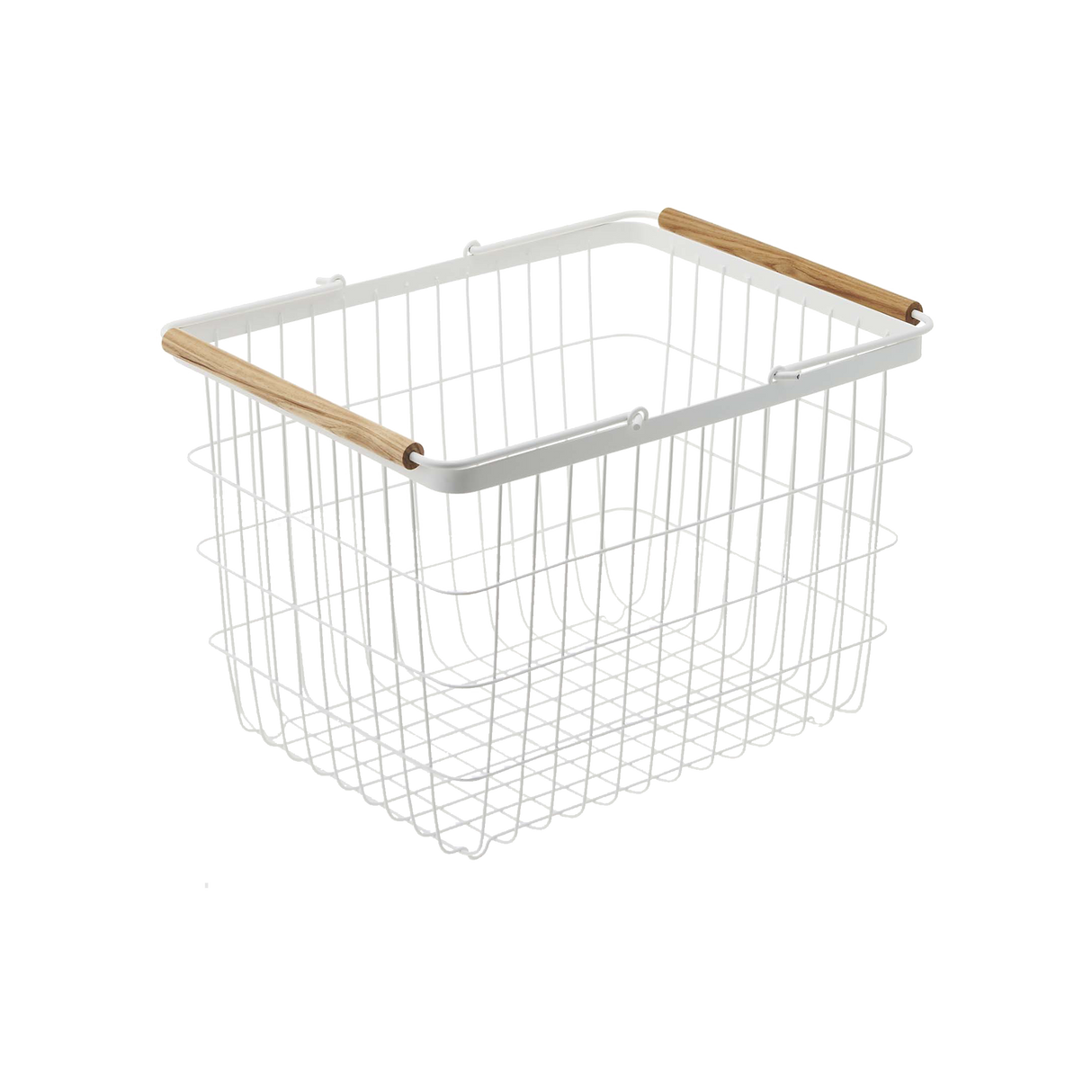 Wire Basket - Two Sizes - Steel + Wood-Laundry Basket-Parc Decor