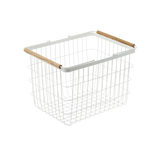 Wire Basket - Two Sizes - Steel + Wood-Laundry Basket-Parc Decor