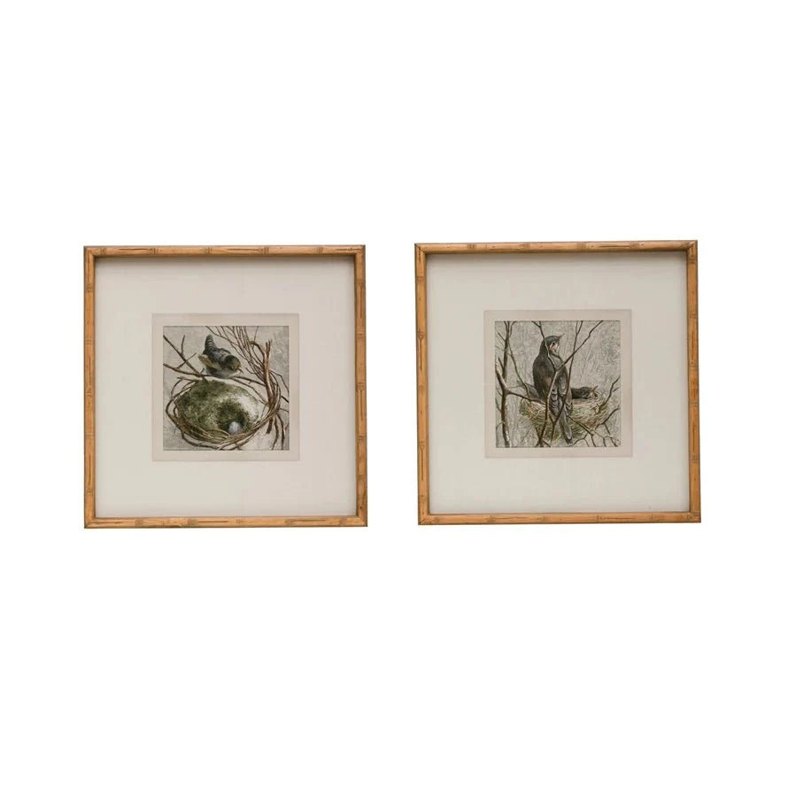 Wood Framed Wall Decor with Bird, Set of 2-Still Life-Parc Decor