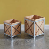 Wood Planter Boxes For Potted Plants (Set of 2)-Planters-Parc Decor