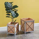 Wood Planter Boxes For Potted Plants (Set of 2)-Planters-Parc Decor