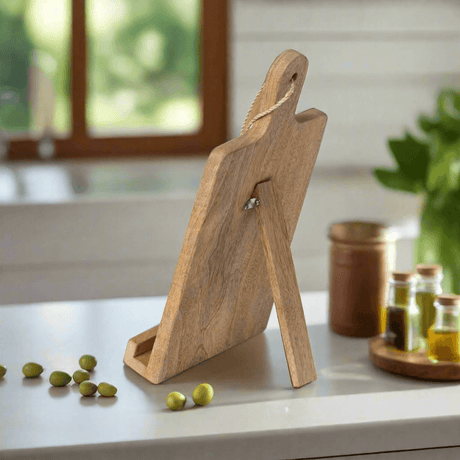 Wooden Farmhouse Cookbook Holder with Cutting Board Design-Cookbook stand-Parc Decor