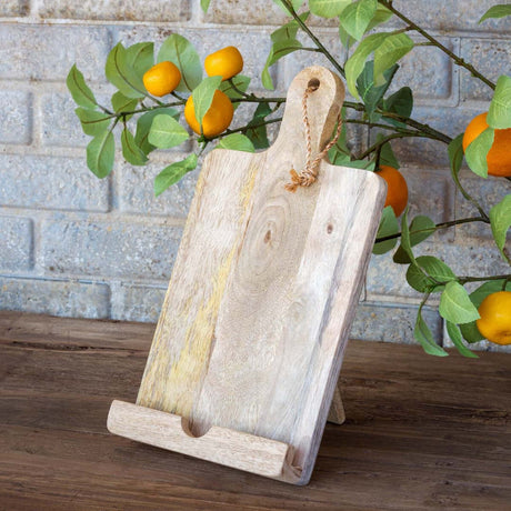 Wooden Farmhouse Cookbook Holder with Cutting Board Design-Cookbook stand-Parc Decor