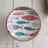 Wooden Mid-Century Modern Bowl with Fish-Kitchenware-Parc Decor