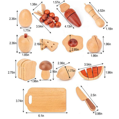 Wooden Play Food Sets for Kids Kitchen