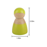 Wooden Rainbow Peg Dolls Figures 12 Piece Set