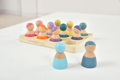 Wooden Rainbow Peg Dolls Figures 12 Piece Set-Indoor-Parc Decor