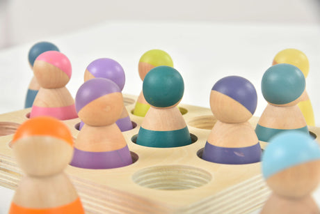 Wooden Rainbow Peg Dolls Figures 12 Piece Set-Indoor-Parc Decor
