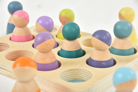 Wooden Rainbow Peg Dolls Figures 12 Piece Set-Indoor-Parc Decor