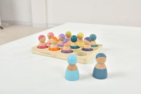 Wooden Rainbow Peg Dolls Figures 12 Piece Set-Indoor-Parc Decor
