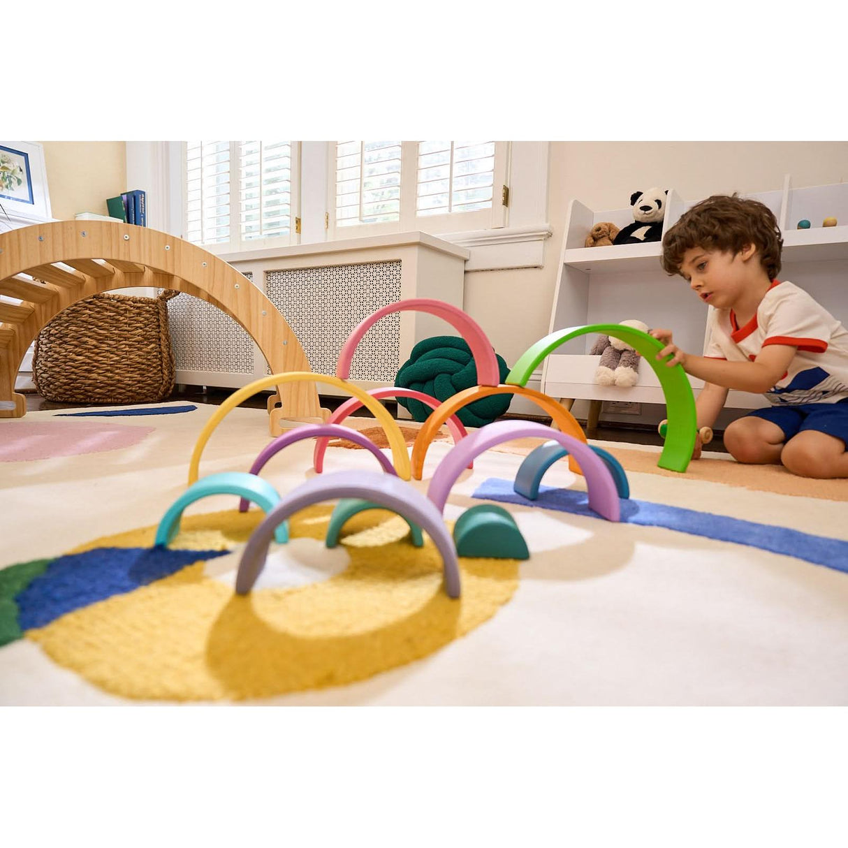 Wooden Rainbow Stacker Blocks