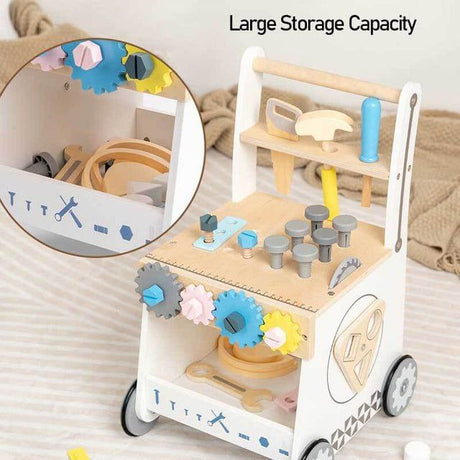 Wooden Tool Walker – Multi-Activity Learning Wagon for Toddlers