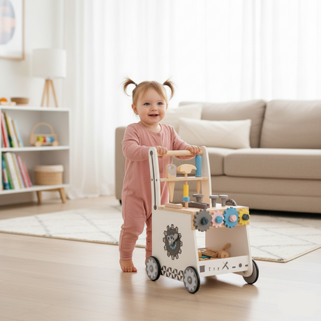 Wooden Tool Walker – Multi-Activity Learning Wagon for Toddlers-Parc Decor