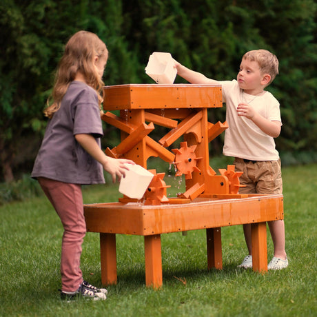 Wooden Water Table for Toddlers | Outdoor Sensory Play Table with 2 Buckets