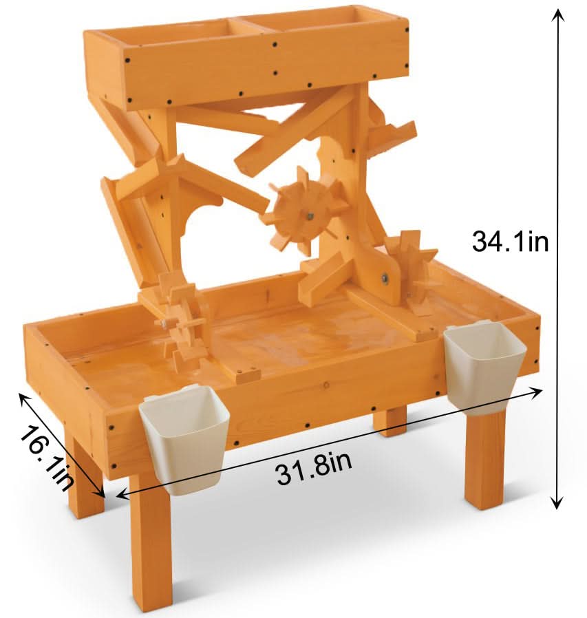 Wooden Water Table for Toddlers | Outdoor Sensory Play Table with 2 Buckets