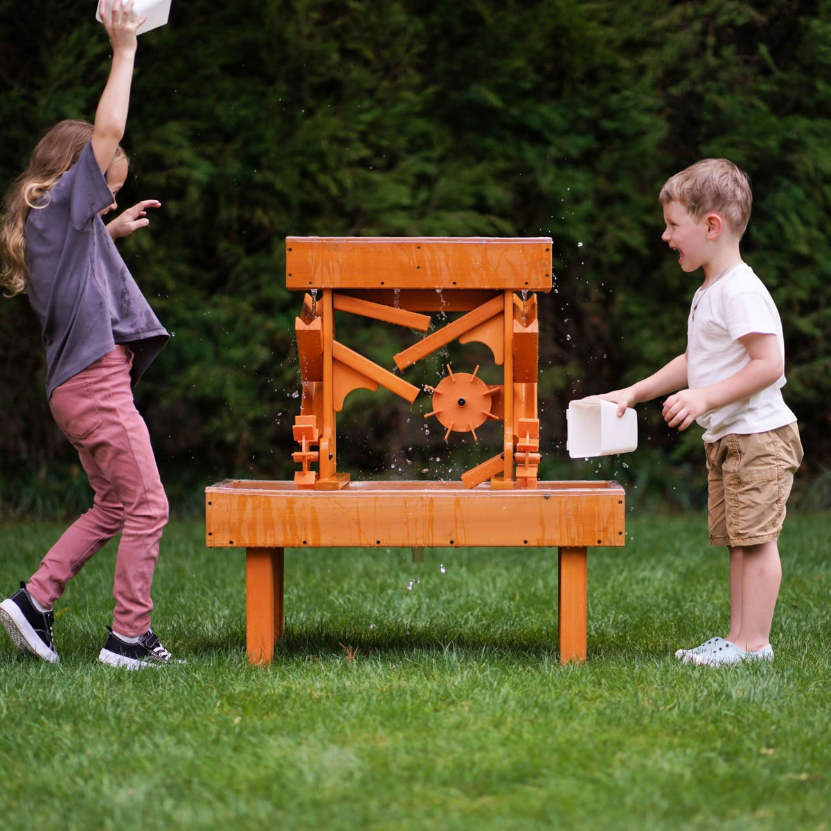 Wooden Water Table for Toddlers | Outdoor Sensory Play Table with 2 Buckets