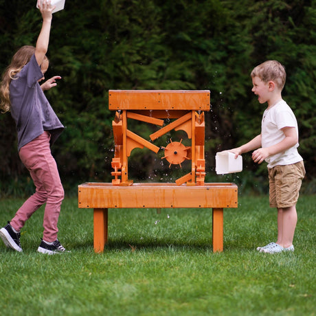 Wooden Water Table for Toddlers | Outdoor Sensory Play Table with 2 Buckets