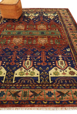 Wool Traditional Antique Style Wool Red and Blue Area Rug
