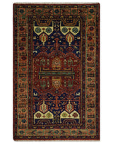 Wool Traditional Antique Style Wool Red and Blue Area Rug