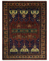 Wool Traditional Antique Style Wool Red and Blue Area Rug