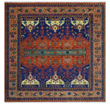 Wool Traditional Antique Style Wool Red and Blue Area Rug