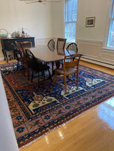Wool Traditional Antique Style Wool Red and Blue Area Rug