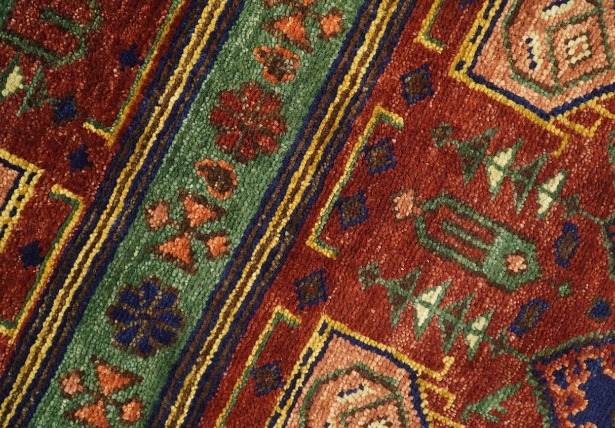 Wool Traditional Antique Style Wool Red and Blue Area Rug