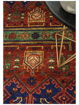 Wool Traditional Antique Style Wool Red and Blue Area Rug