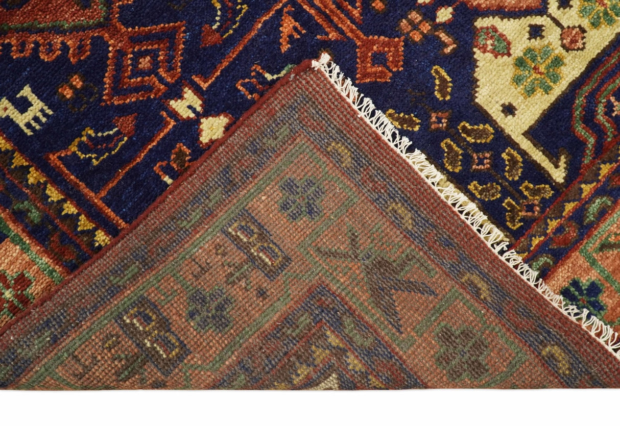 Wool Traditional Antique Style Wool Red and Blue Area Rug