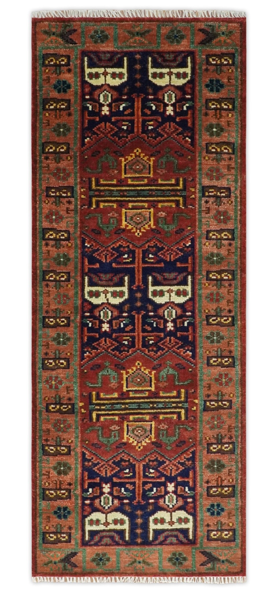 Wool Traditional Antique Style Wool Red and Blue Area Rug
