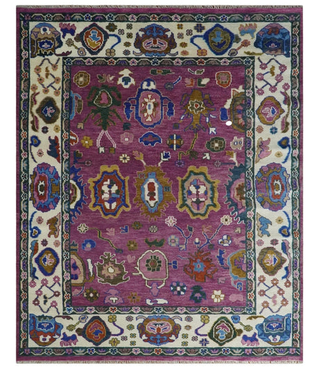 Wool Vibrant Colorful Hand knotted Oushak Area Rug