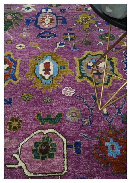 Wool Vibrant Colorful Hand knotted Oushak Area Rug