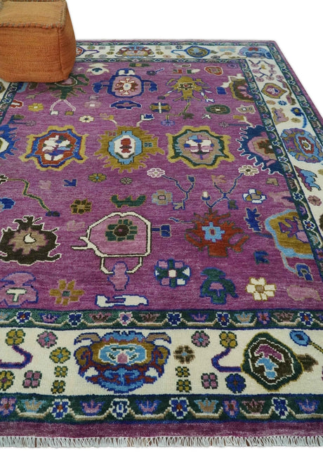 Wool Vibrant Colorful Hand knotted Oushak Area Rug