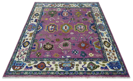 Wool Vibrant Colorful Hand knotted Oushak Area Rug