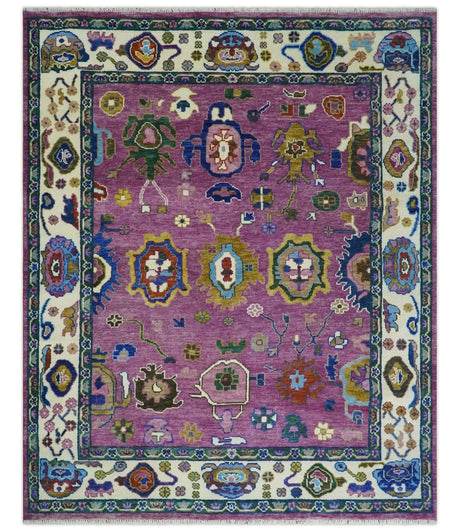 Wool Vibrant Colorful Hand knotted Oushak Area Rug