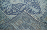 Woolen 8x10 Navy Blue and Beige Traditional Hand Knotted Wool Area Rug