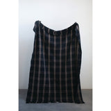 Woven Cotton Blend Throw Blanket with Fringe, Black & Tan Plaid-Throw Blankets-Parc Decor