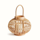 Woven Rattan Bamboo Round Candle Lantern-lantern-Parc Decor