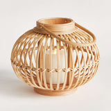Woven Rattan Bamboo Round Candle Lantern-lantern-Parc Decor