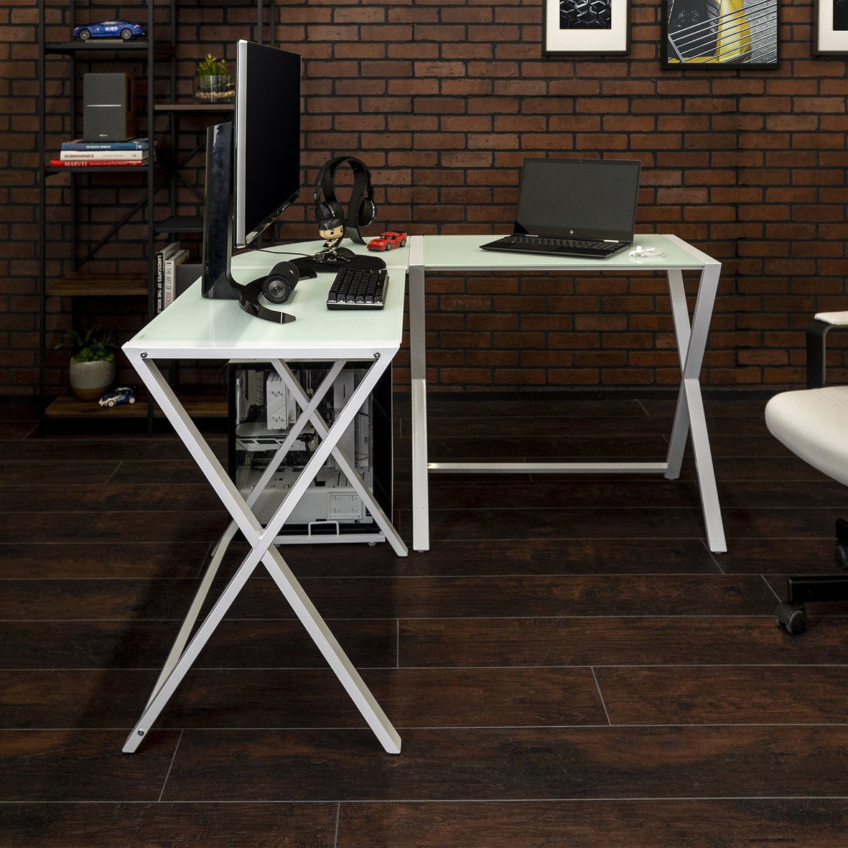 X Frame Modern Corner Gaming Desk-Home Office-Parc Decor