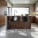 Xuma Urban Industrial Faux Leather Seating Collection (Dining Chair or Counter Stool), Set of 2-Dining / Kitchen-Parc Decor