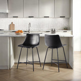Xuma Urban Industrial Faux Leather Seating Collection (Dining Chair or Counter Stool), Set of 2-Dining / Kitchen-Parc Decor